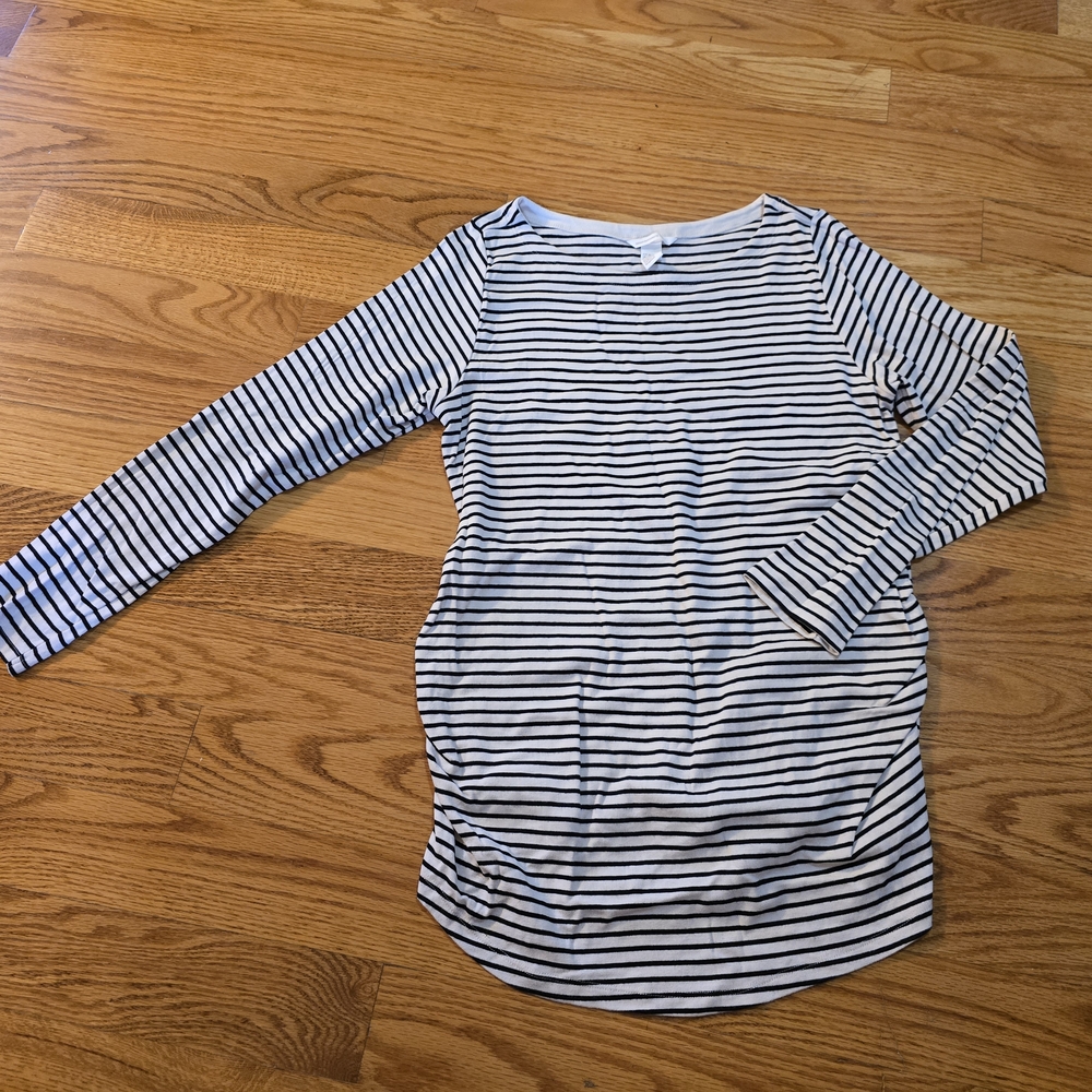 H&M MAMA Black and White Striped Maternity Top